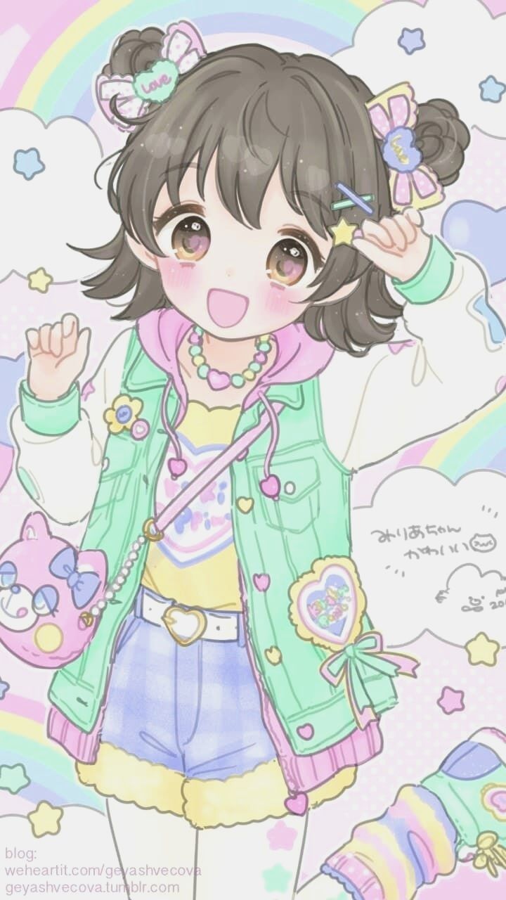 ragazza anime kawaii pastello, 720x1280 Full HD Verticale, Smartphone