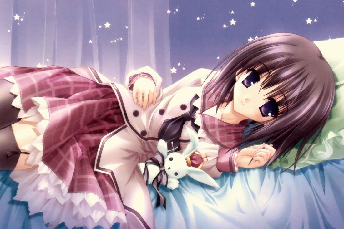 Ragazza anime a letto, 1100x734 HD, PC