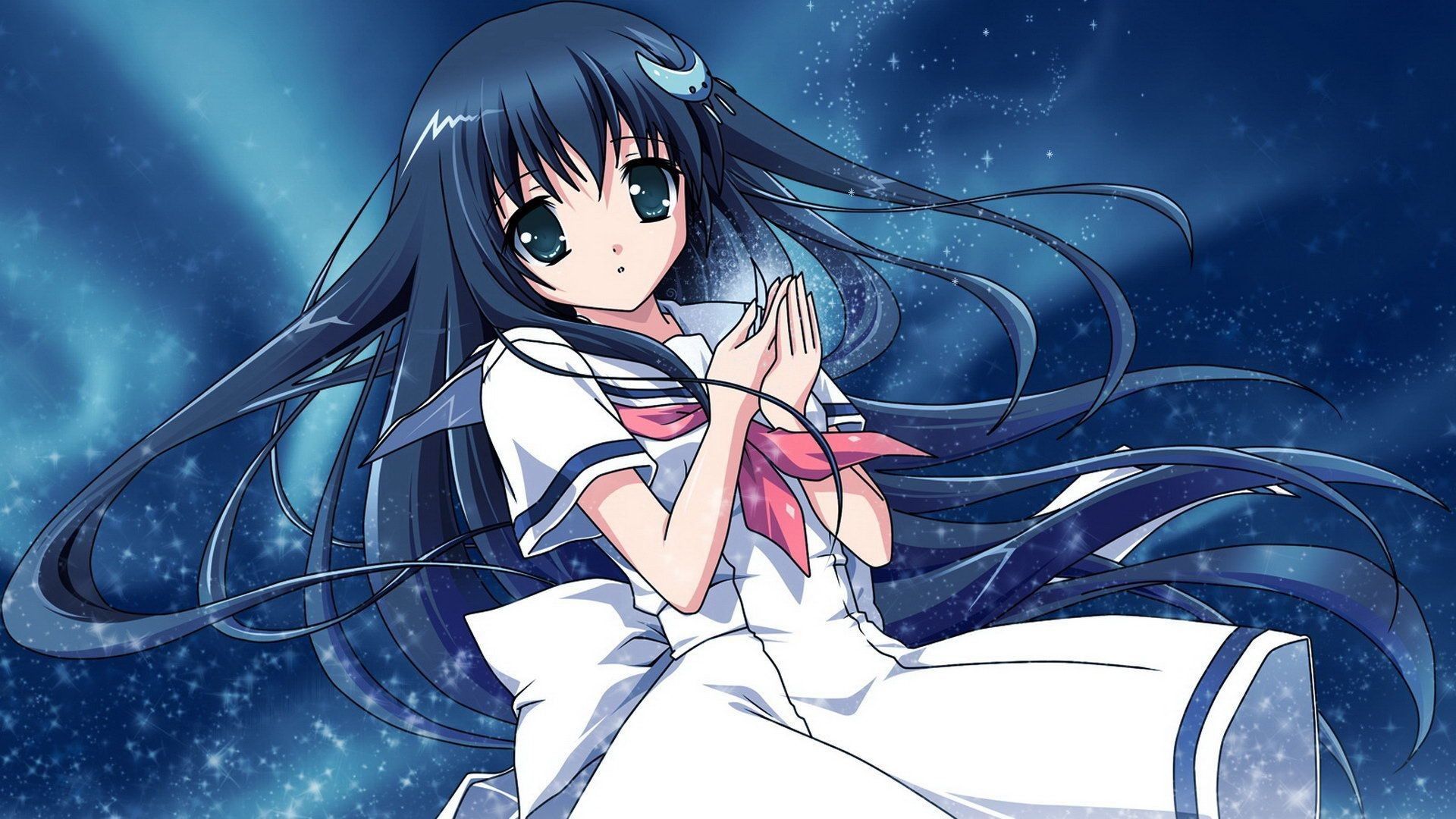 Ragazza anime capelli blu notte, 1920x1080 Full HD, Desktop