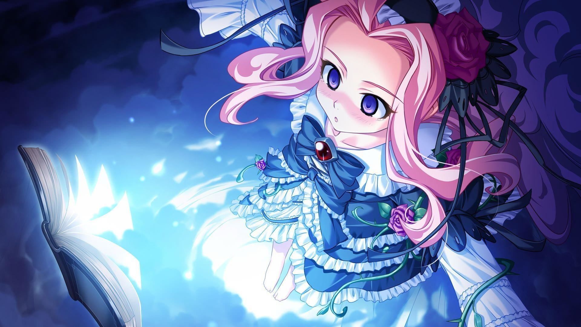 Ragazza anime capelli rosa gotica, 1920x1080 Full HD, Laptop