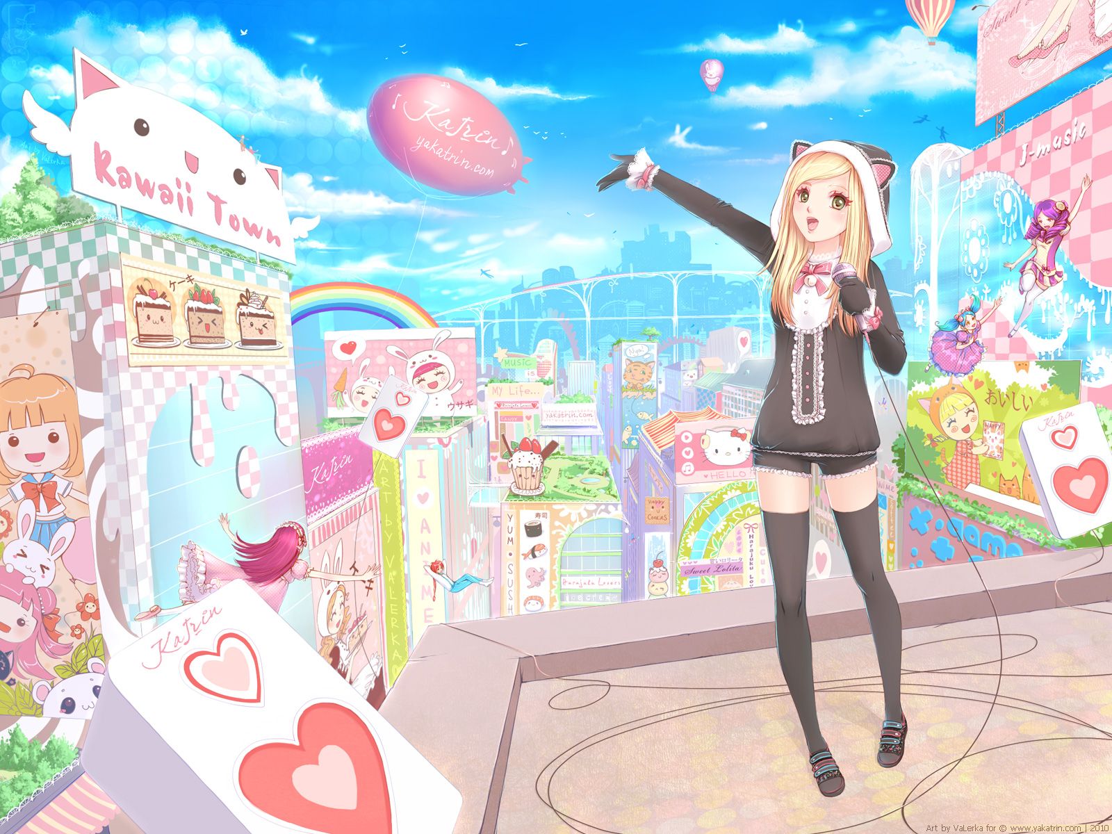 Ragazza anime in Kawaii Town, 1600x1200 900p, Desktop