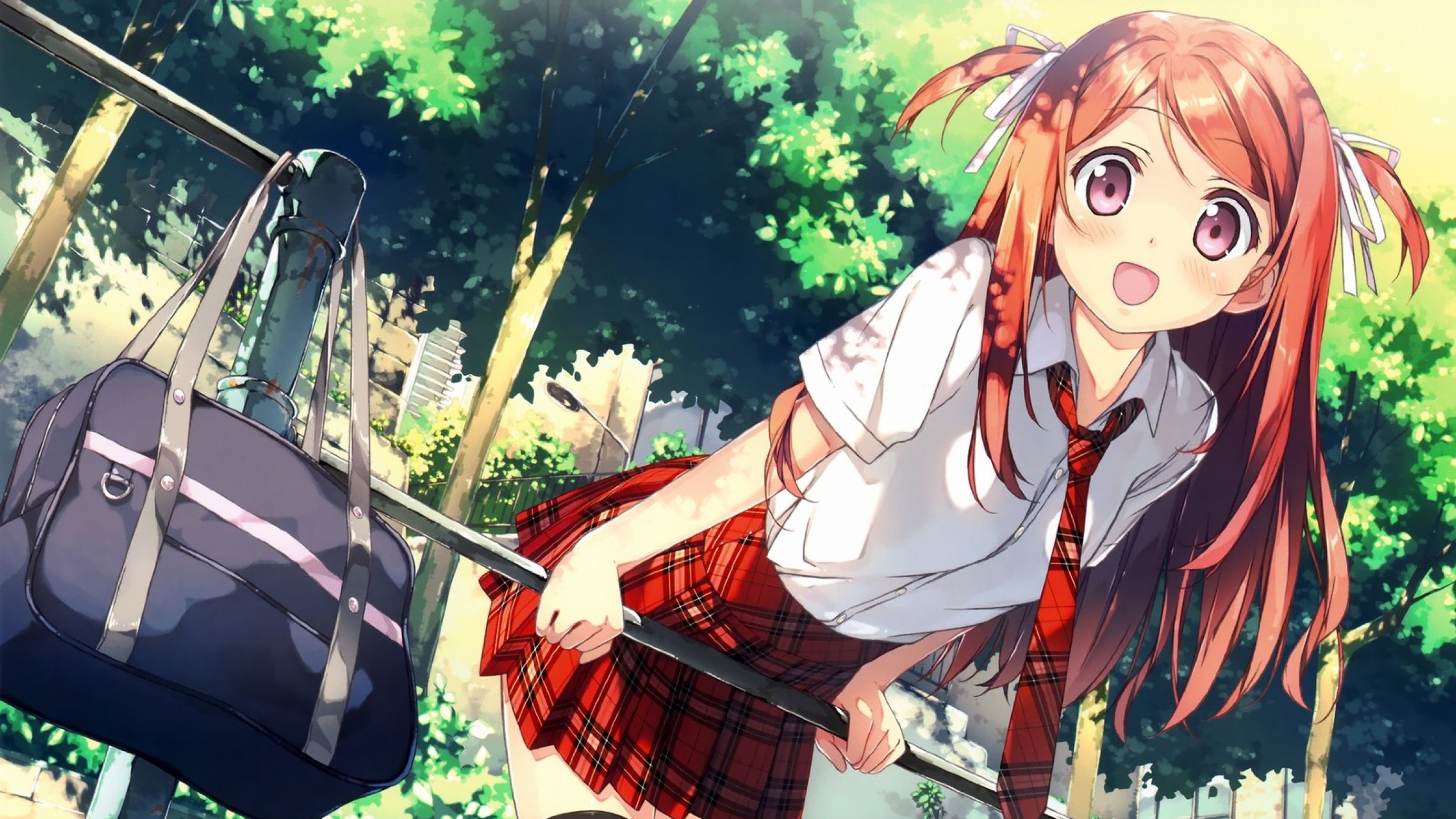 Ragazza anime uniforme scolastica, 3840x2160 4K, Monitor 4K