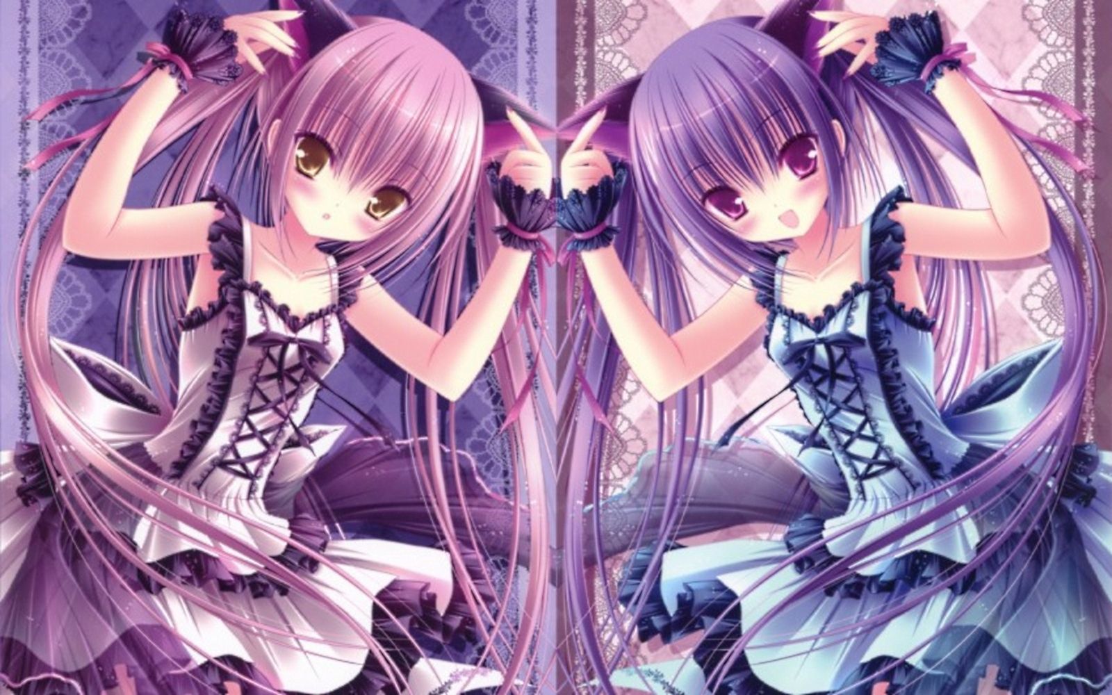 Ragazze anime gemelle lolita viola, 1600x1000 900p, Laptop
