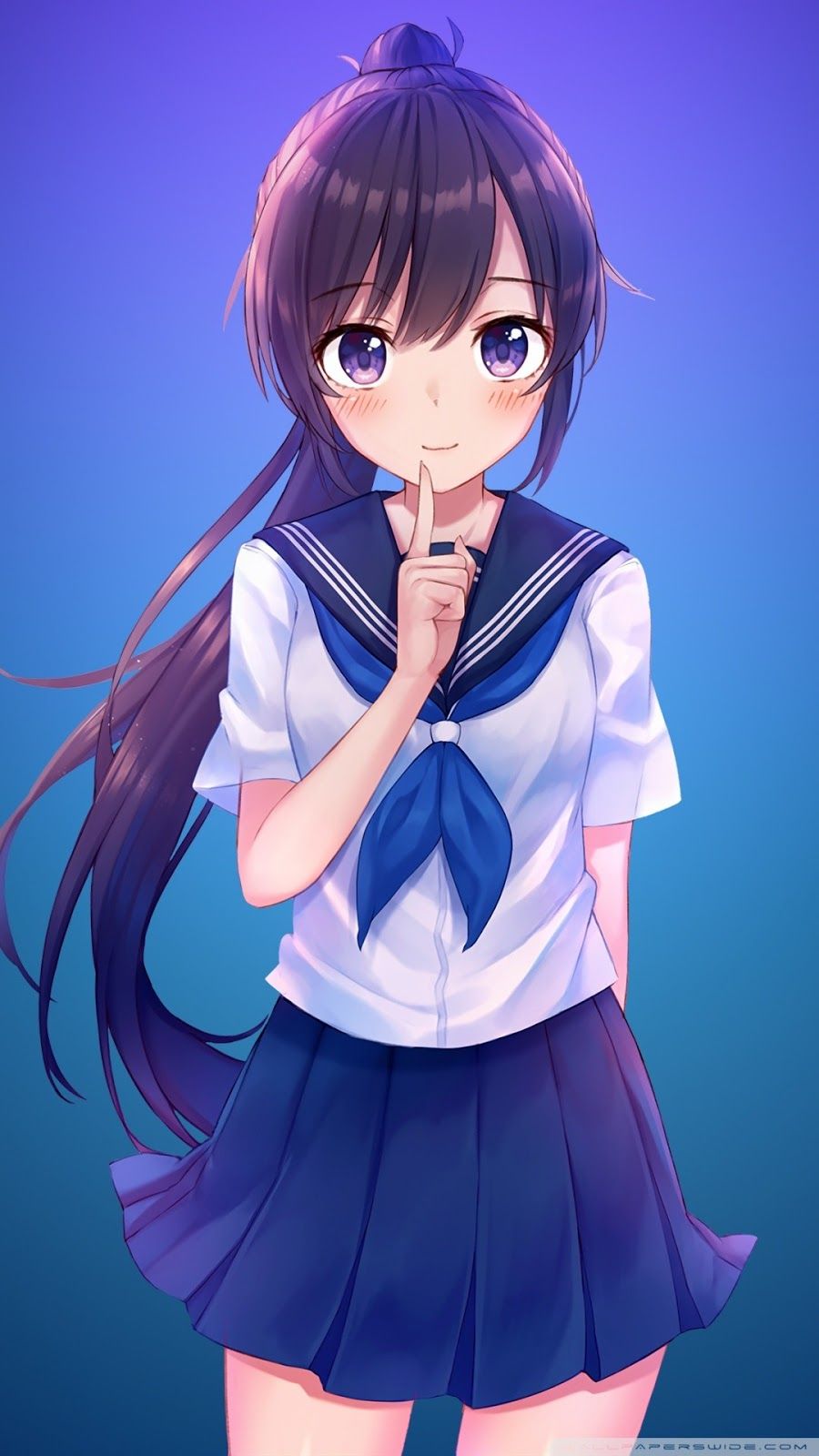 Ragazza anime uniforme scolastica, 900x1600 Full HD Verticale, iPhone