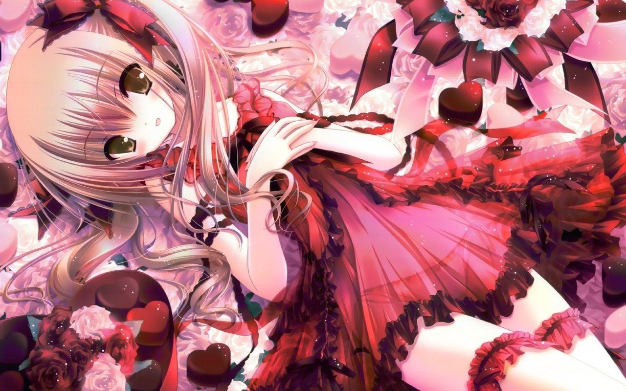 Ragazza anime kawaii vestito rosa, 1280x800 720p, Laptop