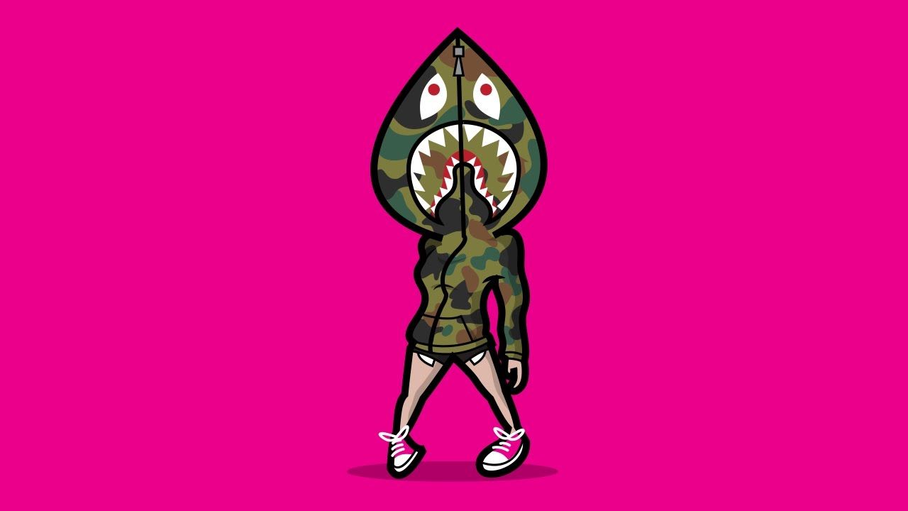 BAPE squalo cartone rosa, A Bathing Ape, 1280x720 HD, Desktop