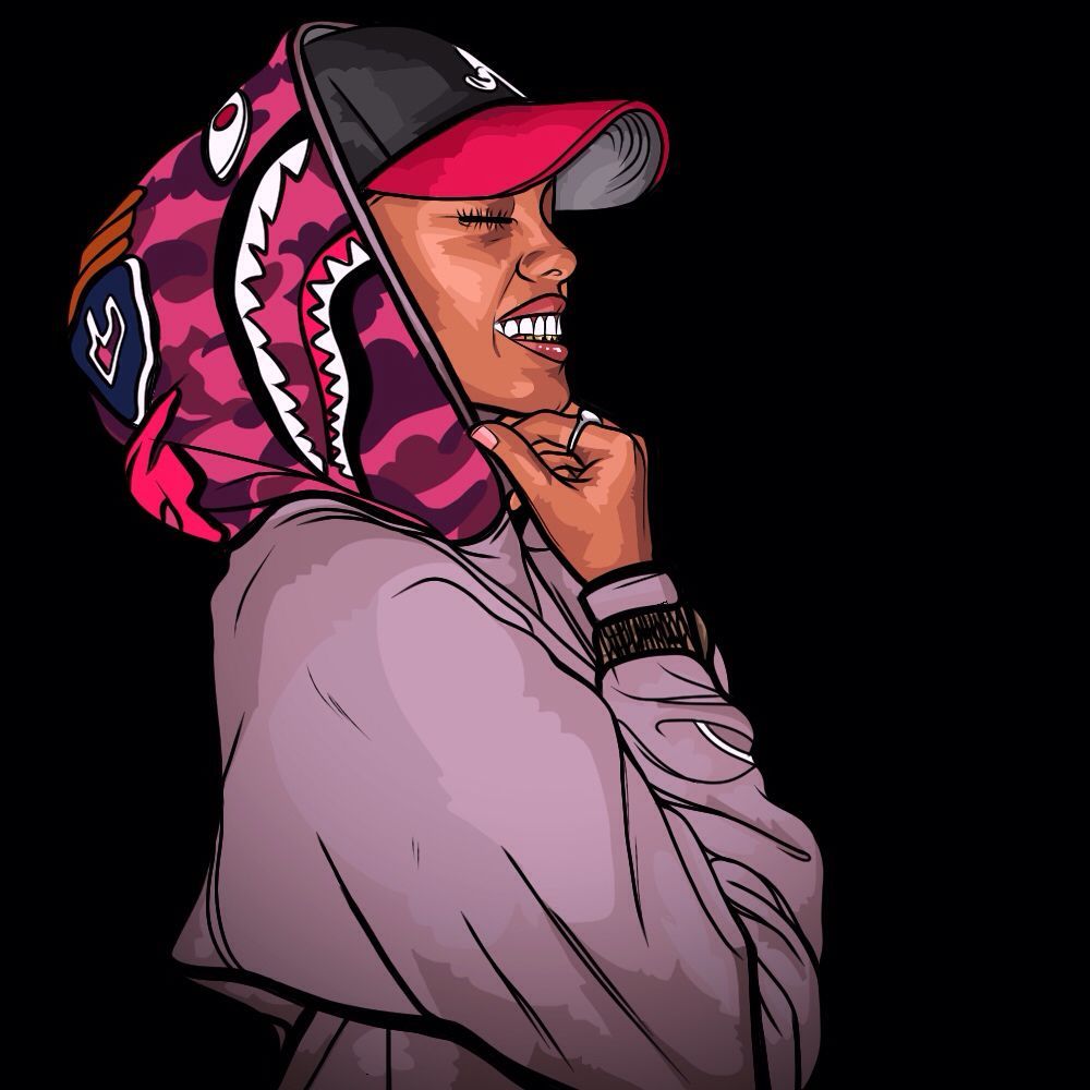 Ragazza cartoon con cappuccio BAPE shark, 1280x720 HD, Desktop