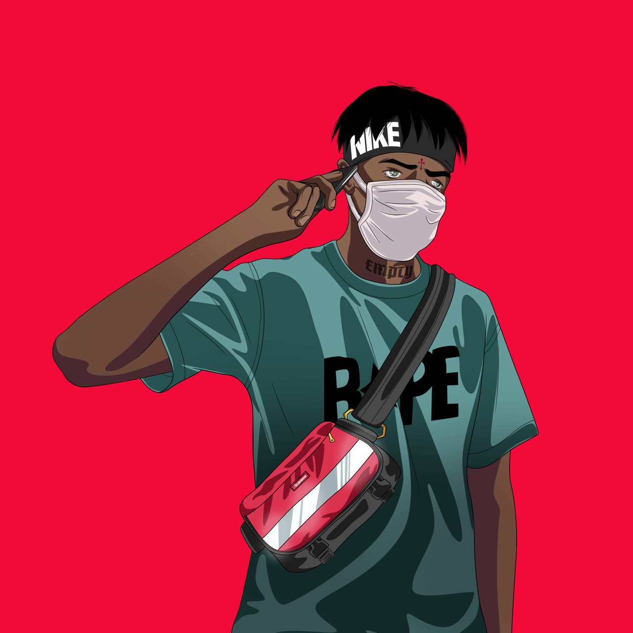 Ragazzo cartoon con soldi e cappellino BAPE, 1280x1280 720p, PC