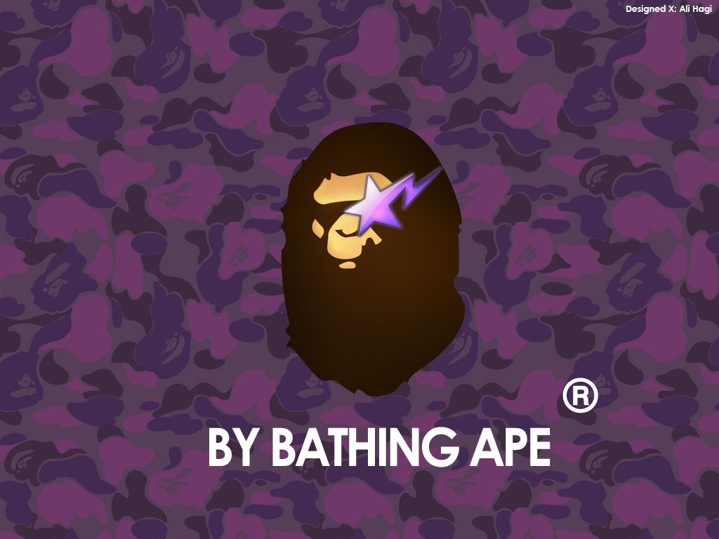 Logo Bape testa scimmia viola, 1024x768 HD, Laptop