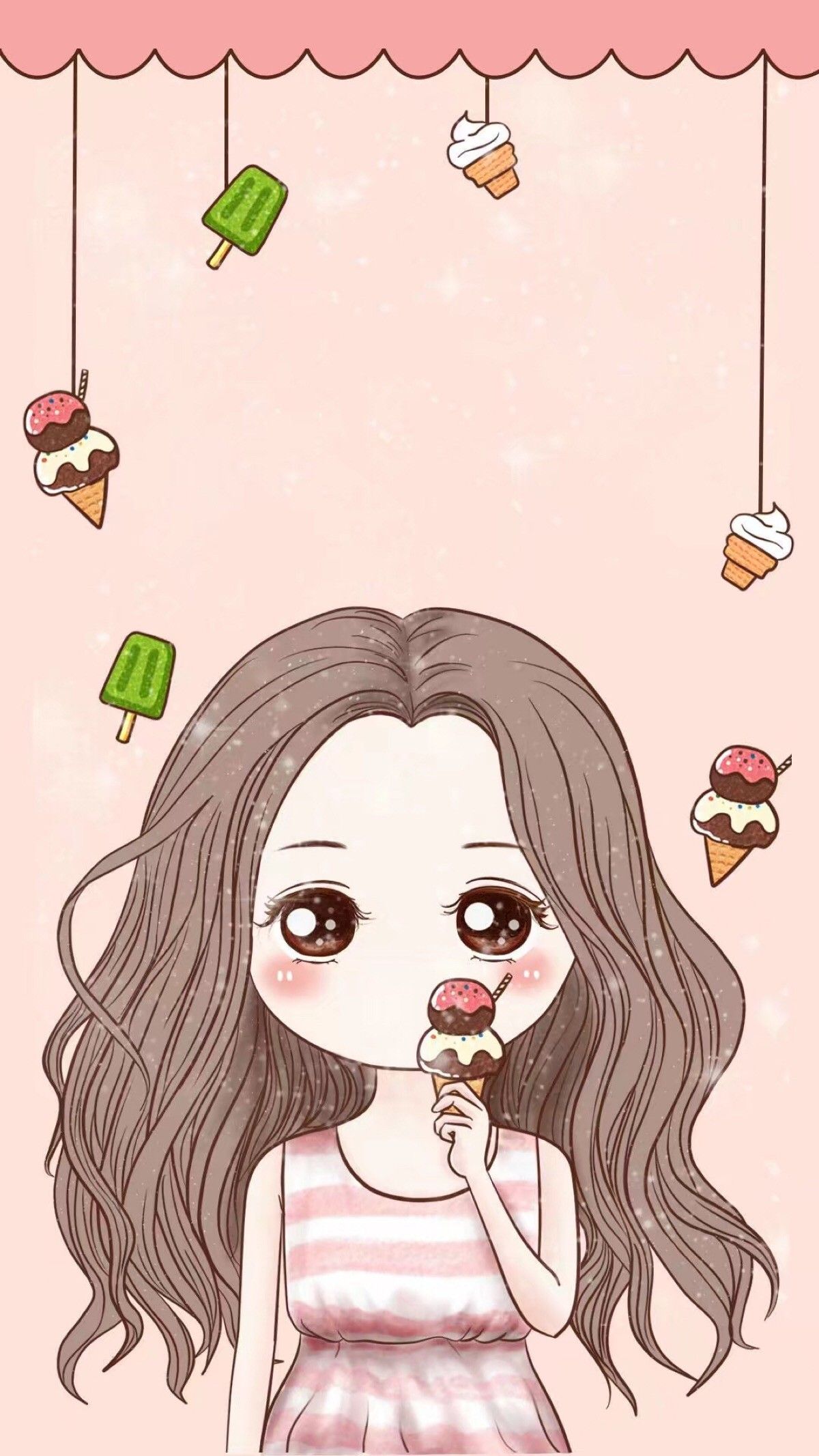 Ragazza chibi con gelato, 1200x2133 Verticale, Telefono