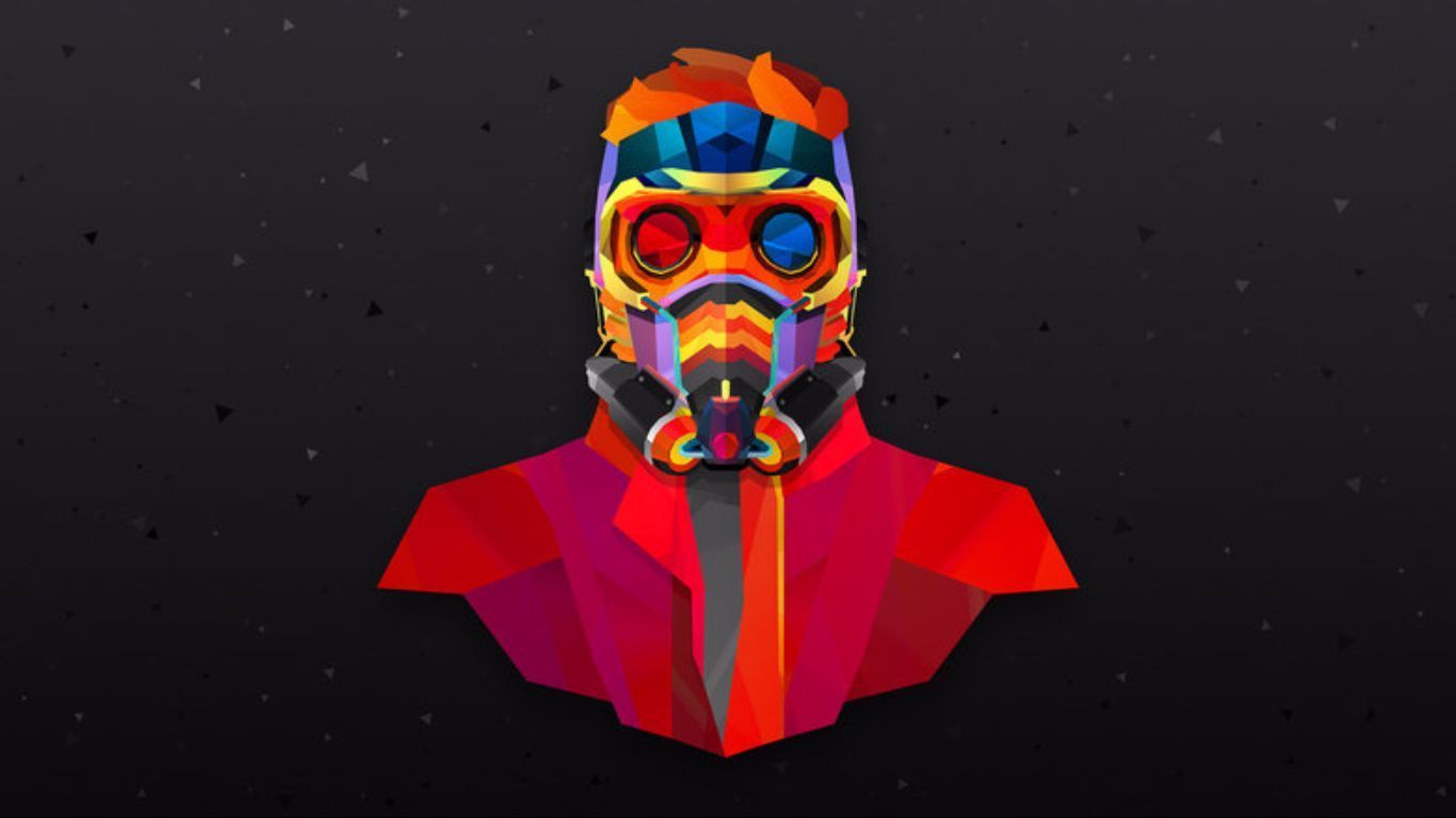 Star-Lord low poly graffiti, 1366x768 720p, Laptop