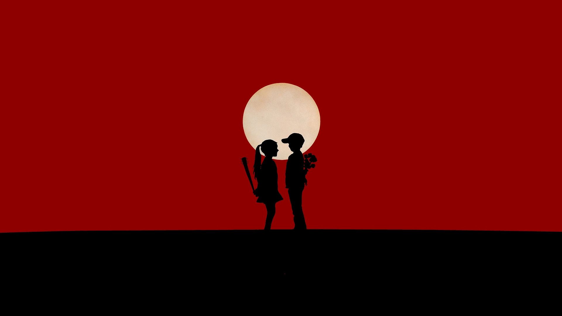 Silhouette coppia luna rossa, 1920x1080 Full HD 1080p, ROG Asus Laptop