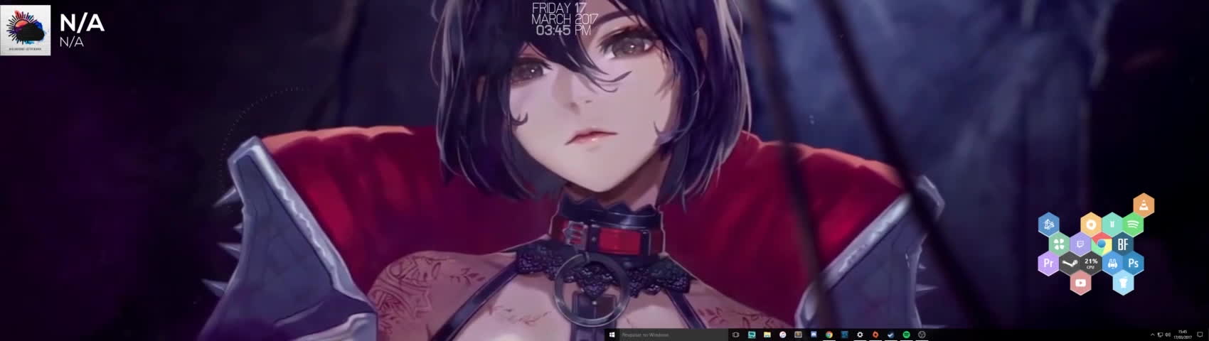 Ragazza demone anime capelli neri, 1700x480 21:9, Ultrawide