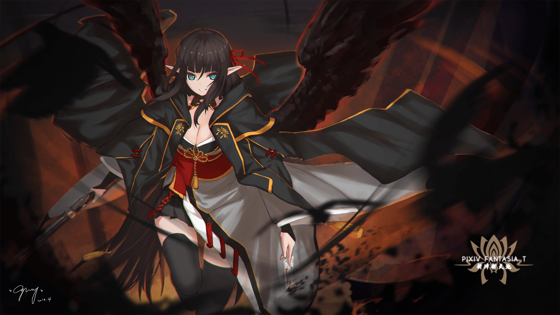 Ragazza demone ali nere, 1920x1080 Full HD, Desktop