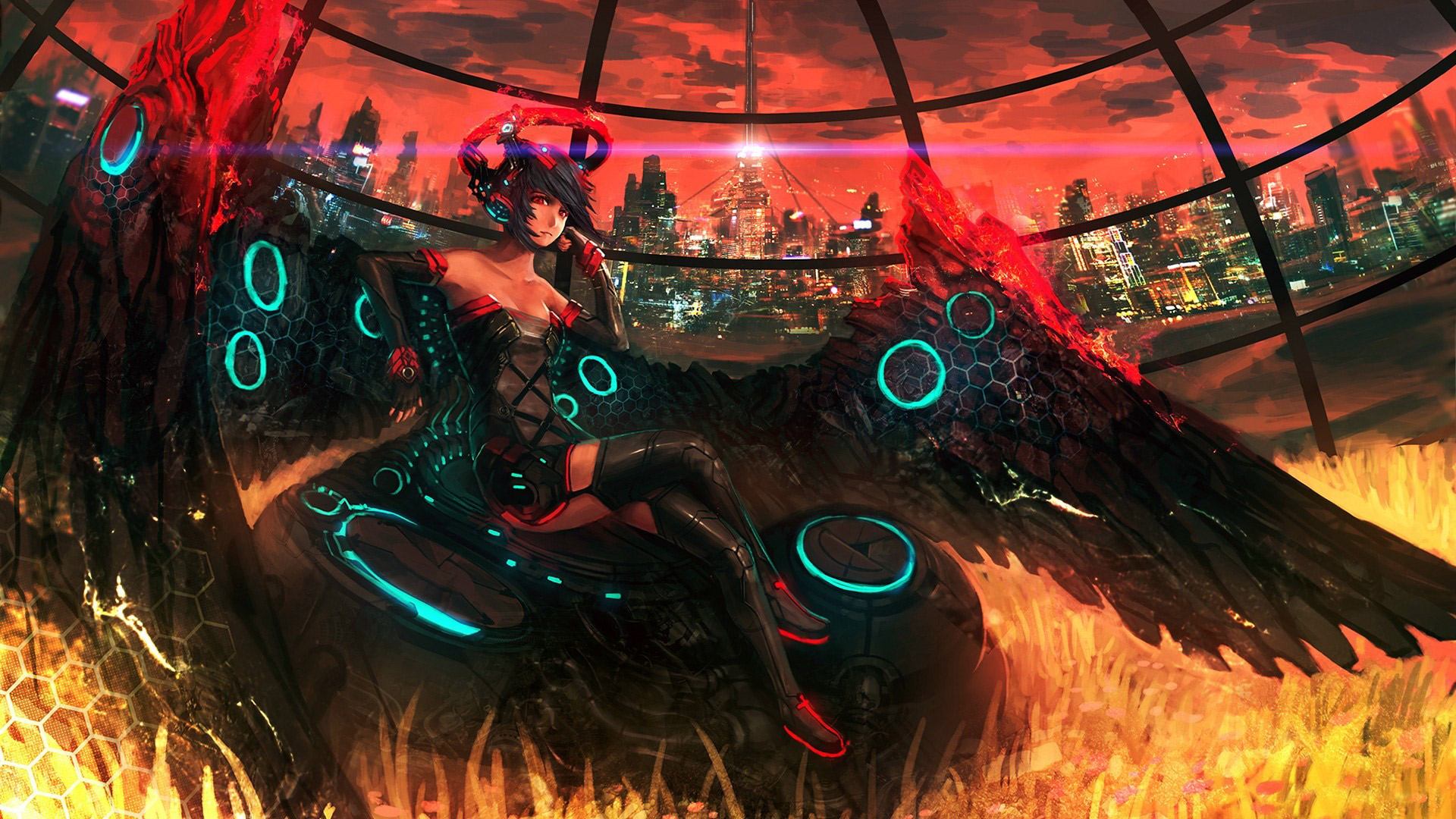 Ragazza demone alata cyberpunk, 1920x1080 1080p, Laptop
