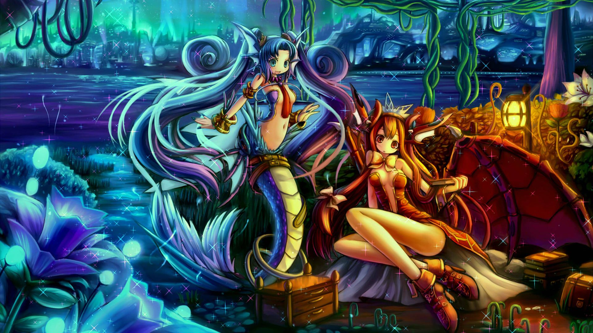 Sirena e ragazza demone alata, 1920x1080 Full HD, PC Desktop