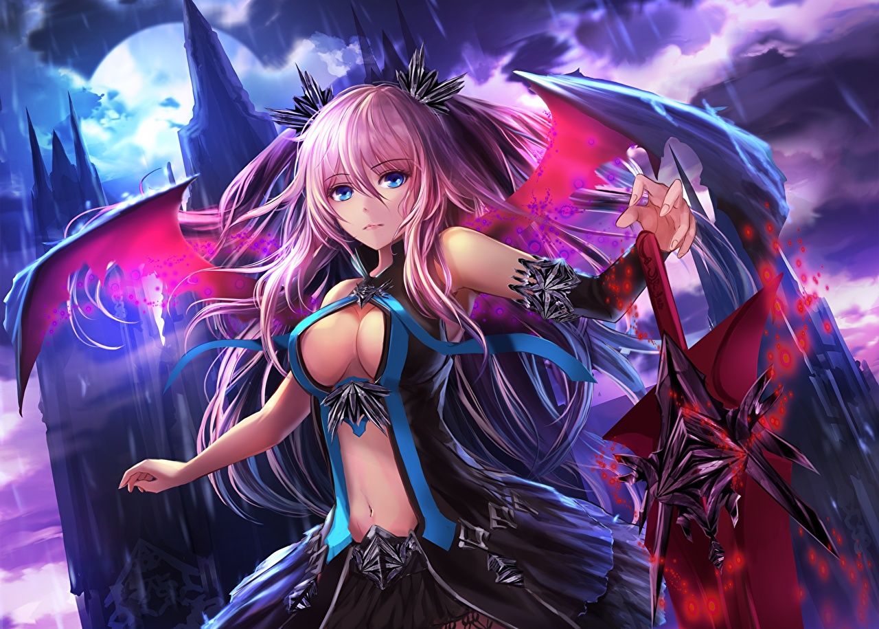Ragazza demone ali viola, 1280x915 720p, PC