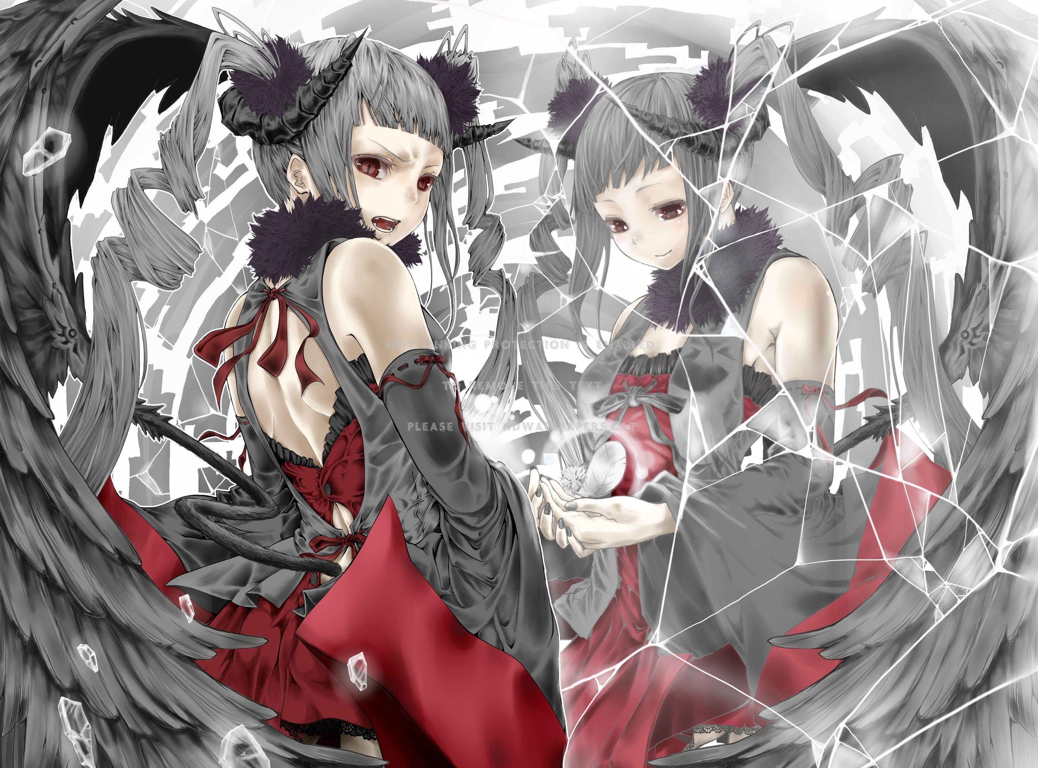 Ragazza demone con specchio rotto, 3499x2590 WQXGA, PC