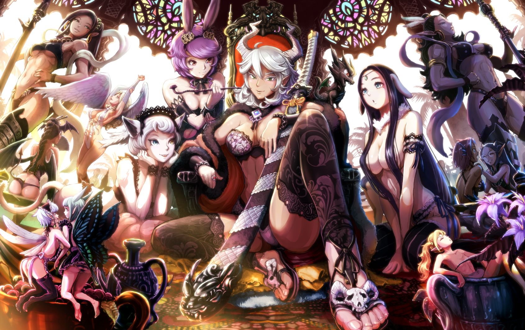 Gruppo ragazze demone anime, 1690x1063 900p, PC