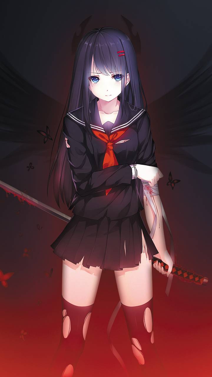 Ragazza demone con katana, 720x1280 Verticale, OnePlus