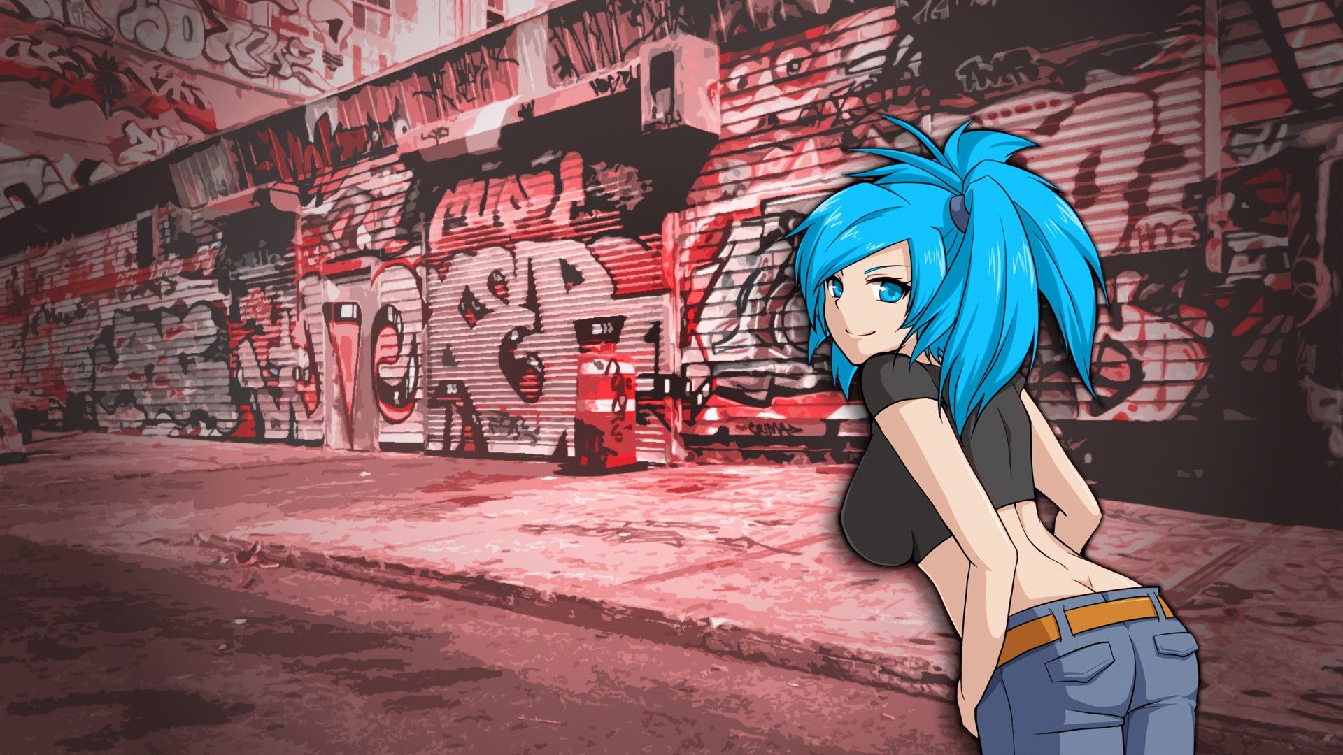 Graffiti robot rosso blu, 1920x1200 Full HD+ WUXGA, iMac