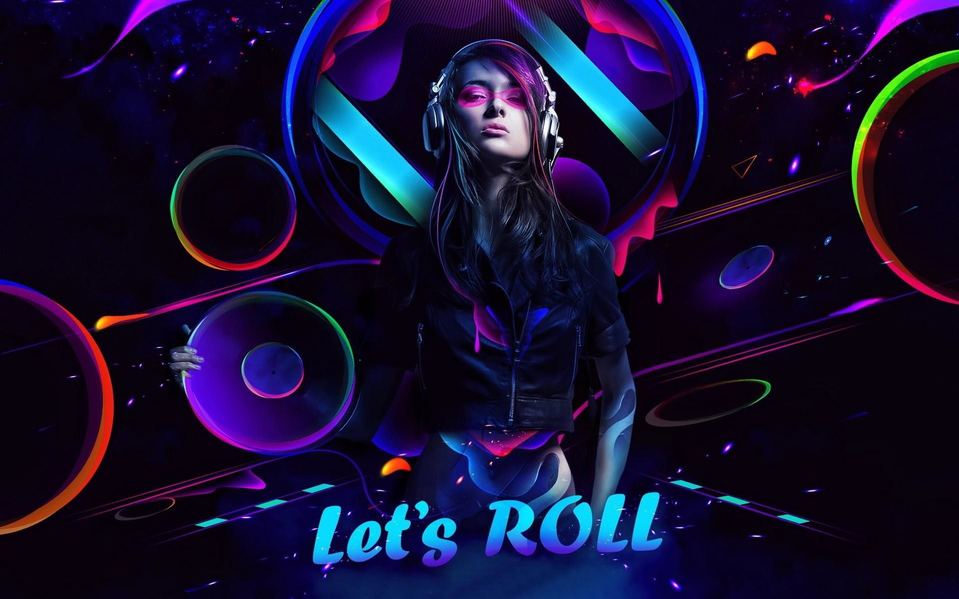 Ragazza DJ neon colorato, 1920x1200 Full HD+, Desktop