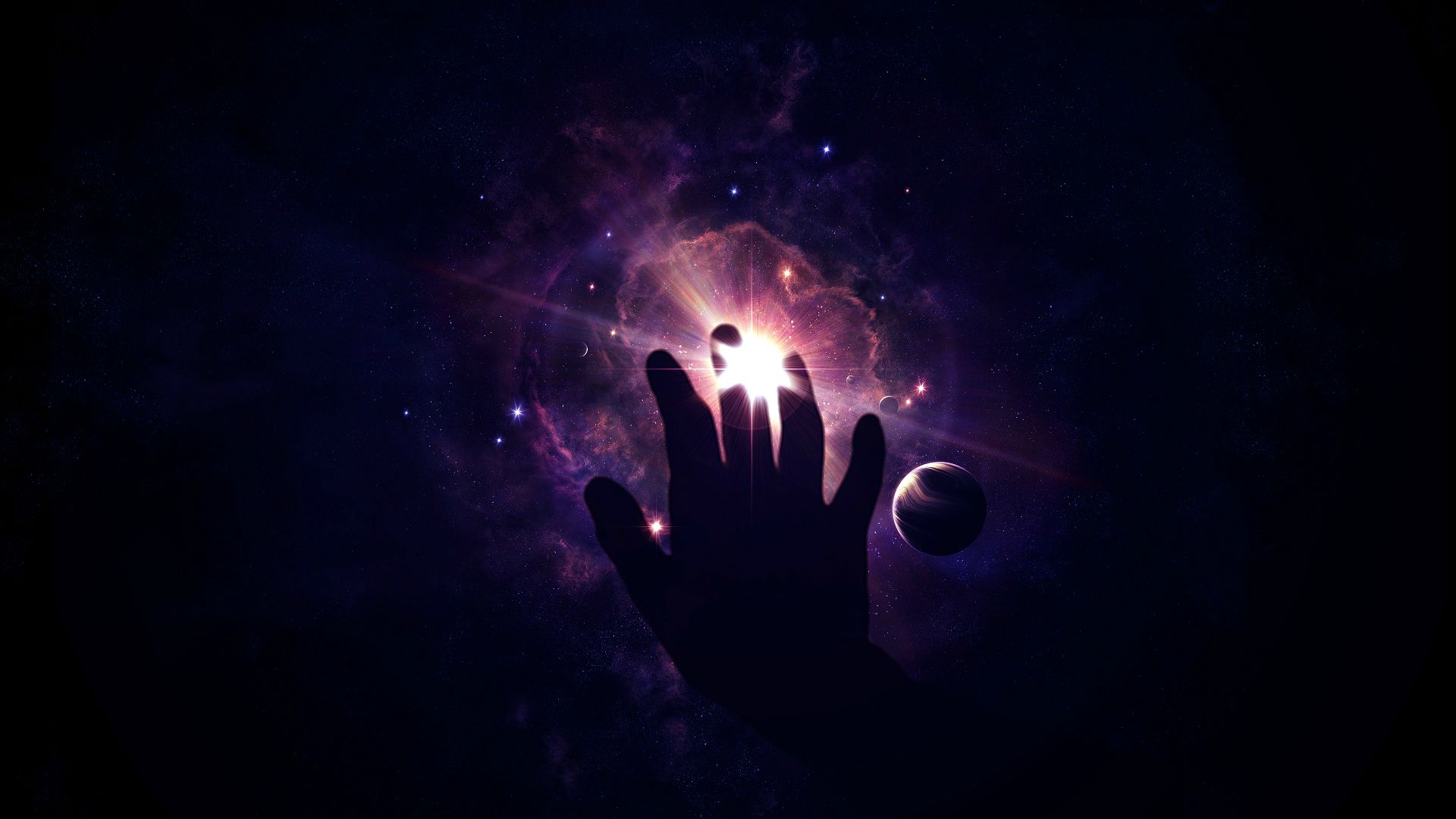 Mano nello spazio con pianeta, 1920x1080 1080p, Dell XPS