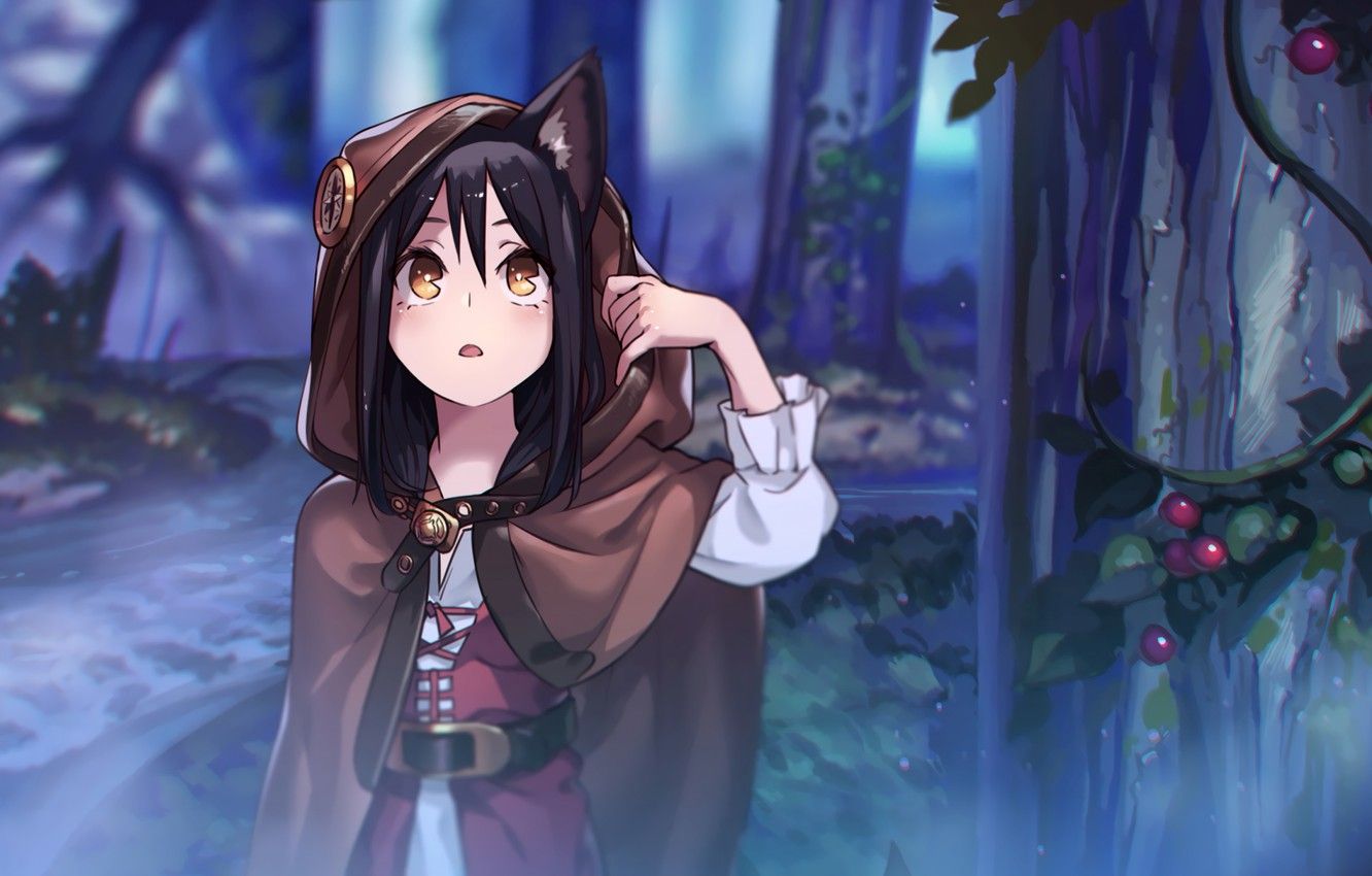 Ragazza neko nella foresta, 1332x850 720p, Acer Nitro