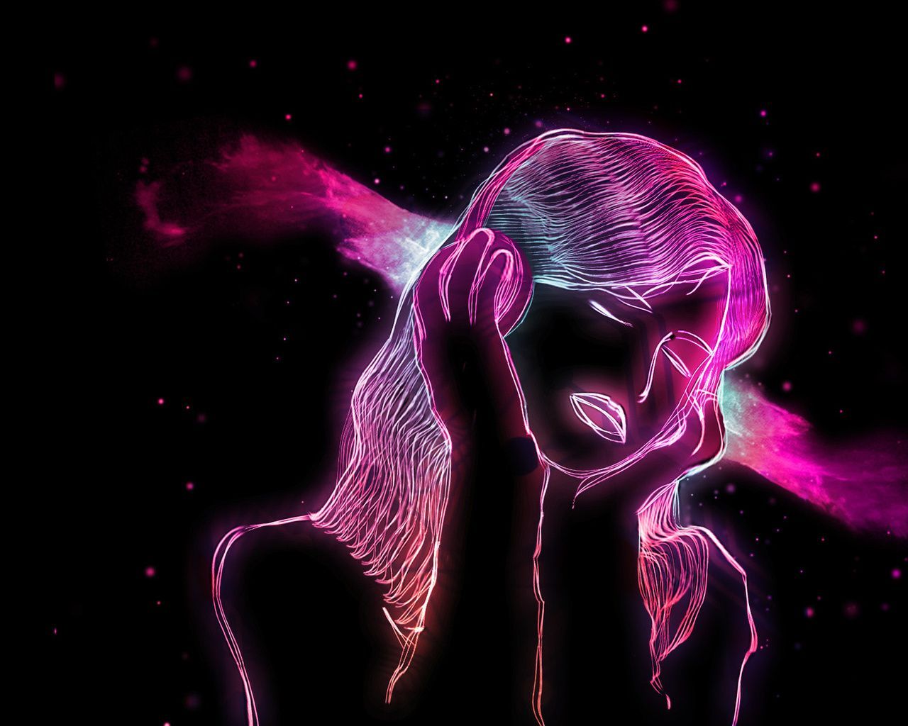 Ragazza al neon rosa, 1280x1024 720p, Laptop