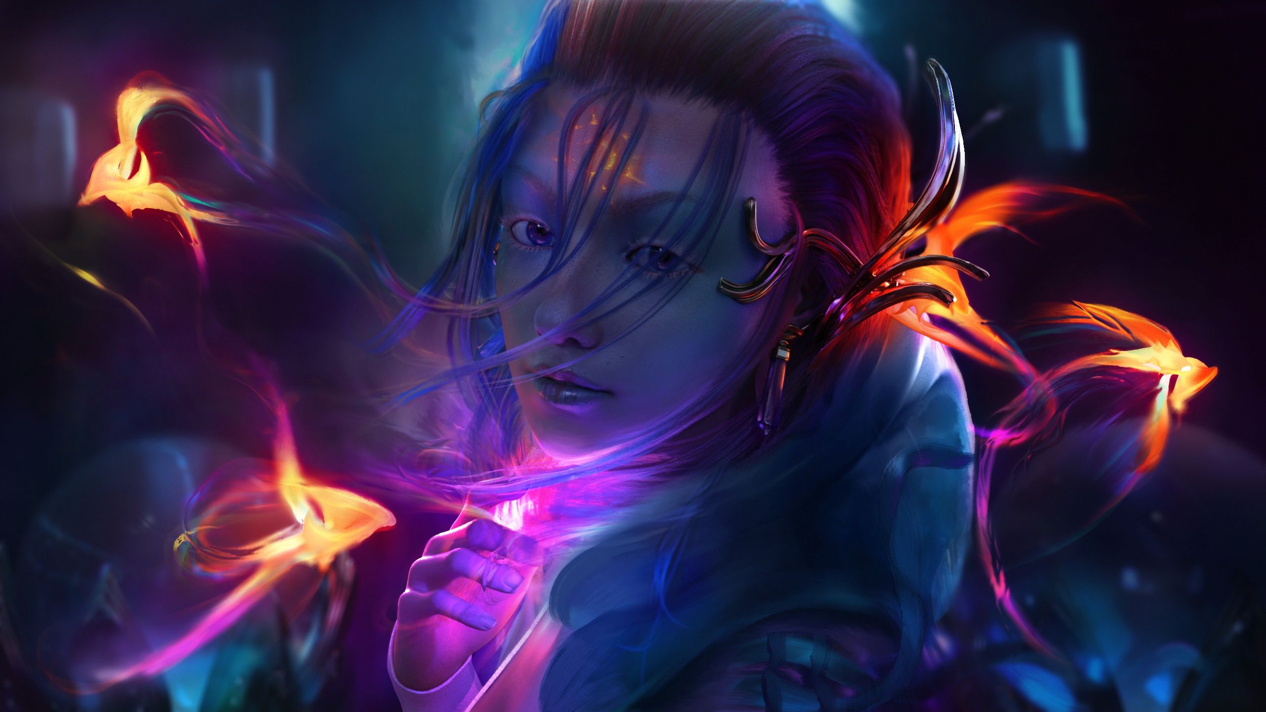 Ragazza fata al neon, 2560x1440 1440p, Monitor Gaming