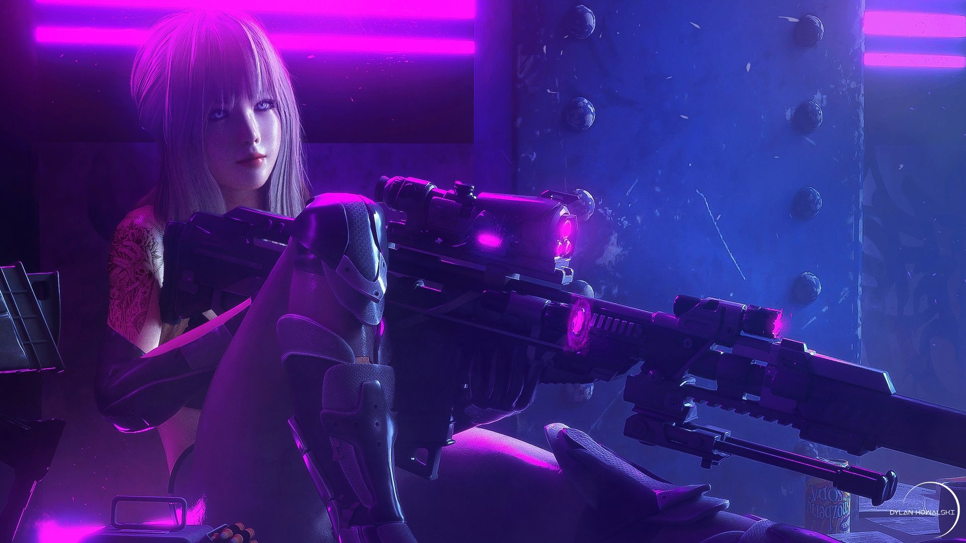 Ragazza soldato al neon, 1920x1080 Full HD 1080p, Desktop