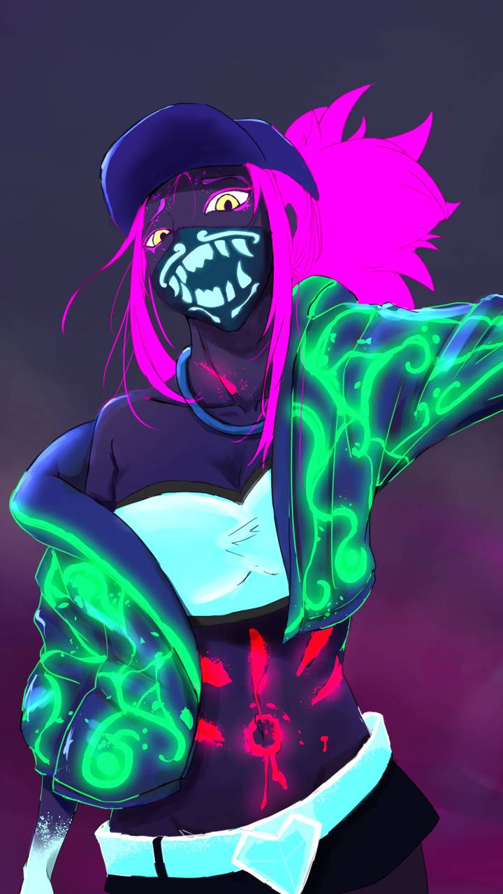 Ragazza al neon con maschera, 720x1280 Full HD Verticale, Smartphone