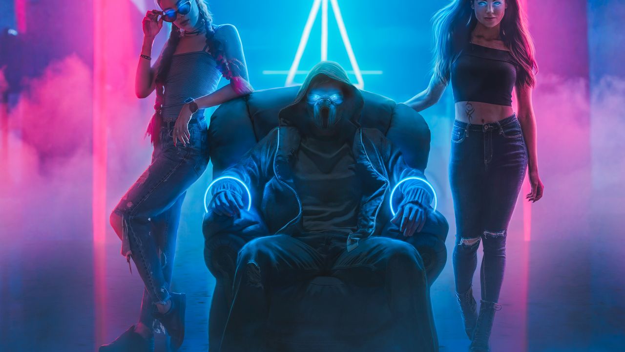 Ragazze al neon cyberpunk, 1280x720 720p, iMac
