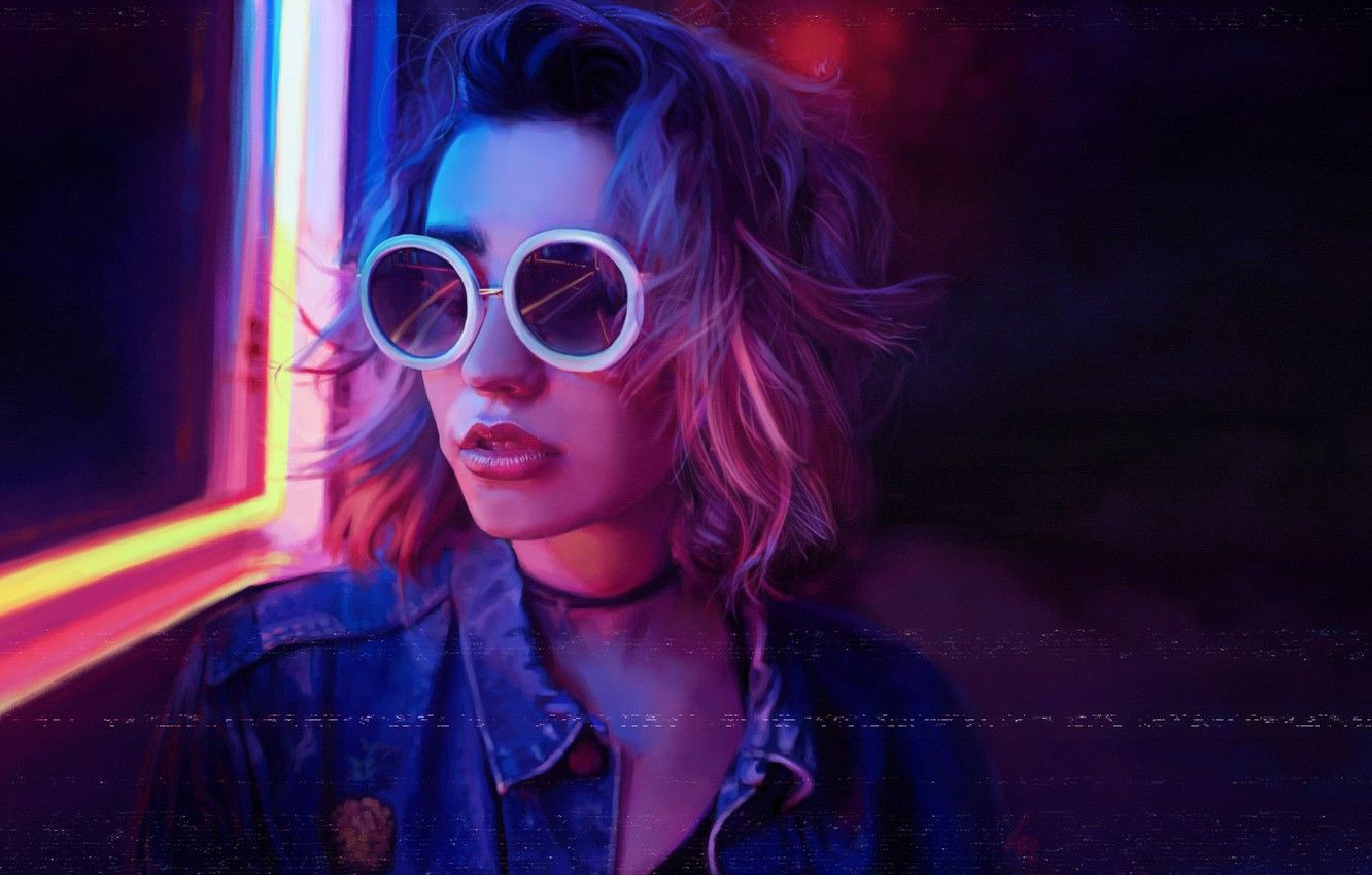 Ragazza con occhiali al neon, 1332x850 720p, PC