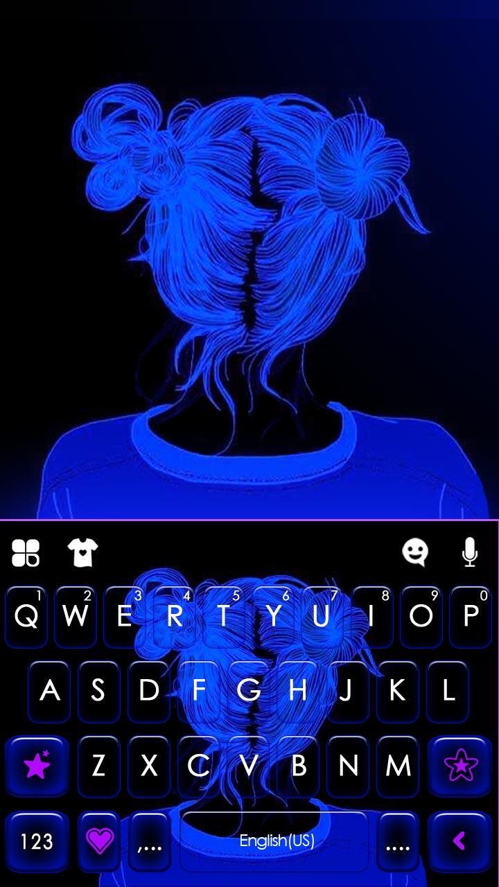 Ragazza silhouette neon blu, 720x1280 Verticale, Mobile