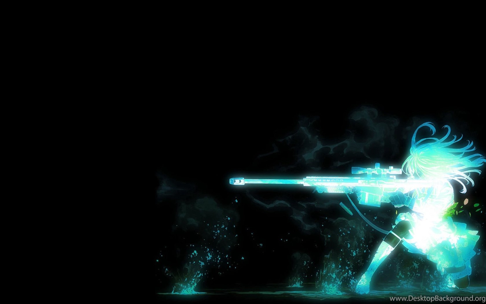 Ragazza anime al neon con fucile, 1680x1050 HD Ready, Desktop
