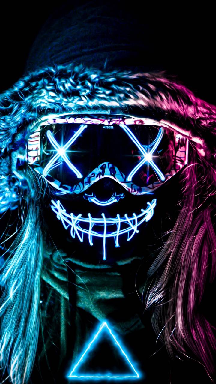 Ragazza maschera neon, 720x1280 Verticale, Telefono