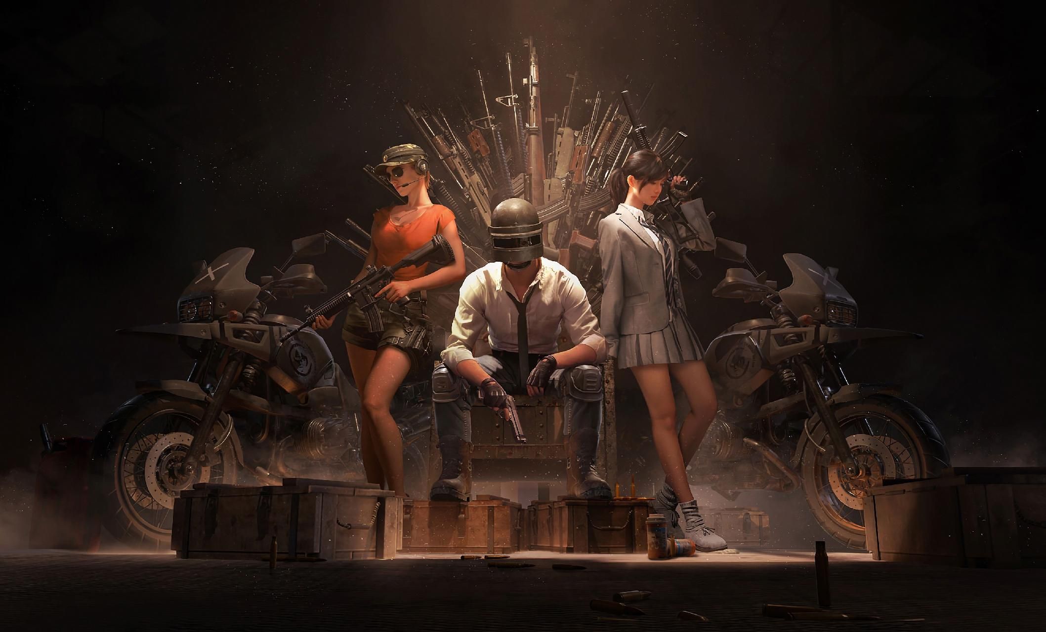 Personaggi PUBG Mobile con moto, 2117x1280 2K, PC Desktop