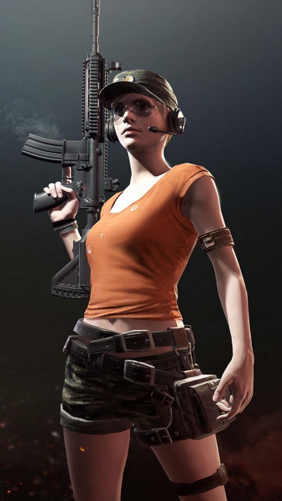 Ragazza PUBG con fucile, battle royale, 950x1689 Verticale, Mobile