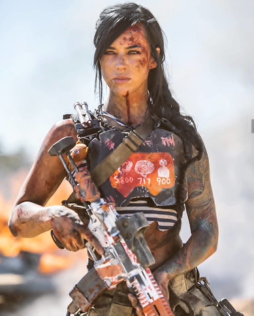 Ragazza guerriera con fucile PUBG, 823x1024 Full HD Verticale, Smartphone