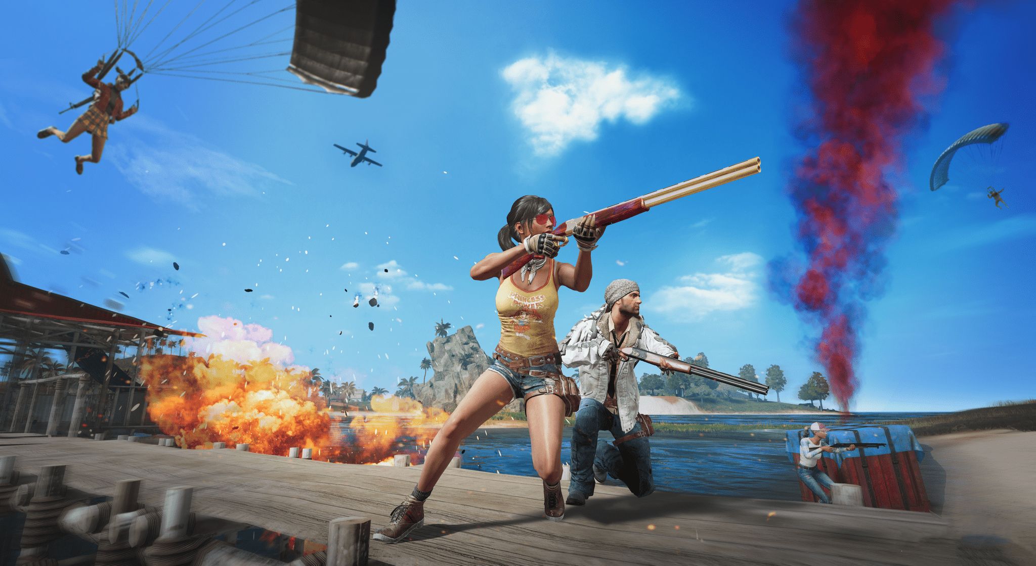 Ragazza PUBG con fucile, 2048x1120 alta risoluzione, PC