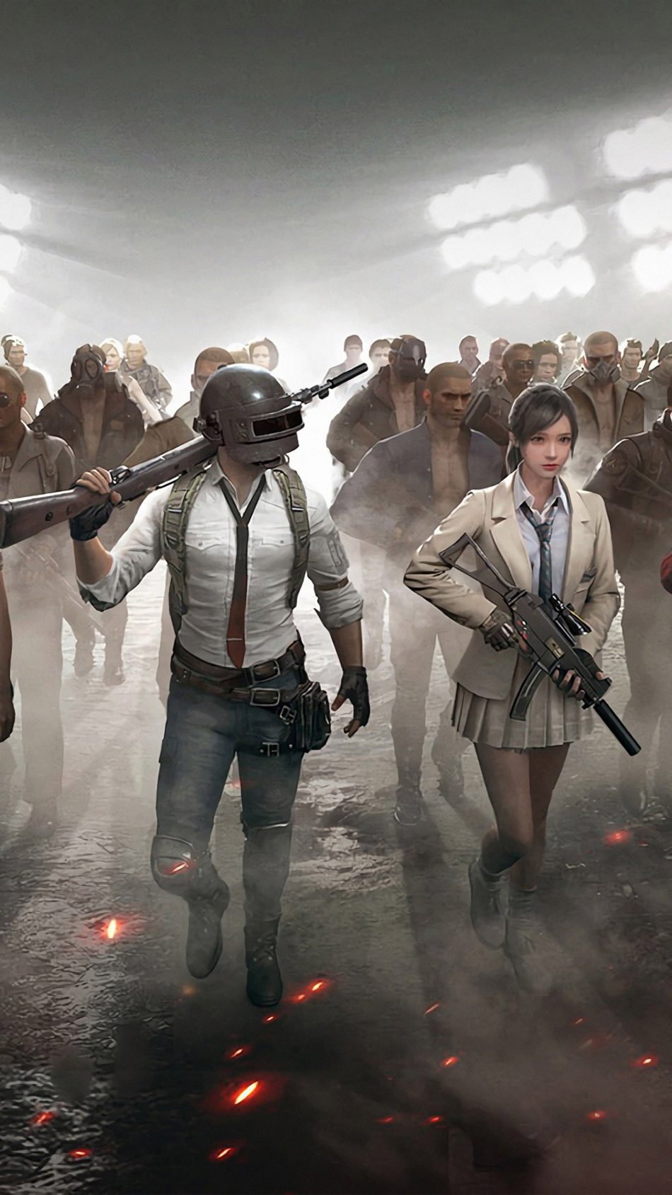 Personaggi PUBG con folla, 950x1689 Verticale, Telefono