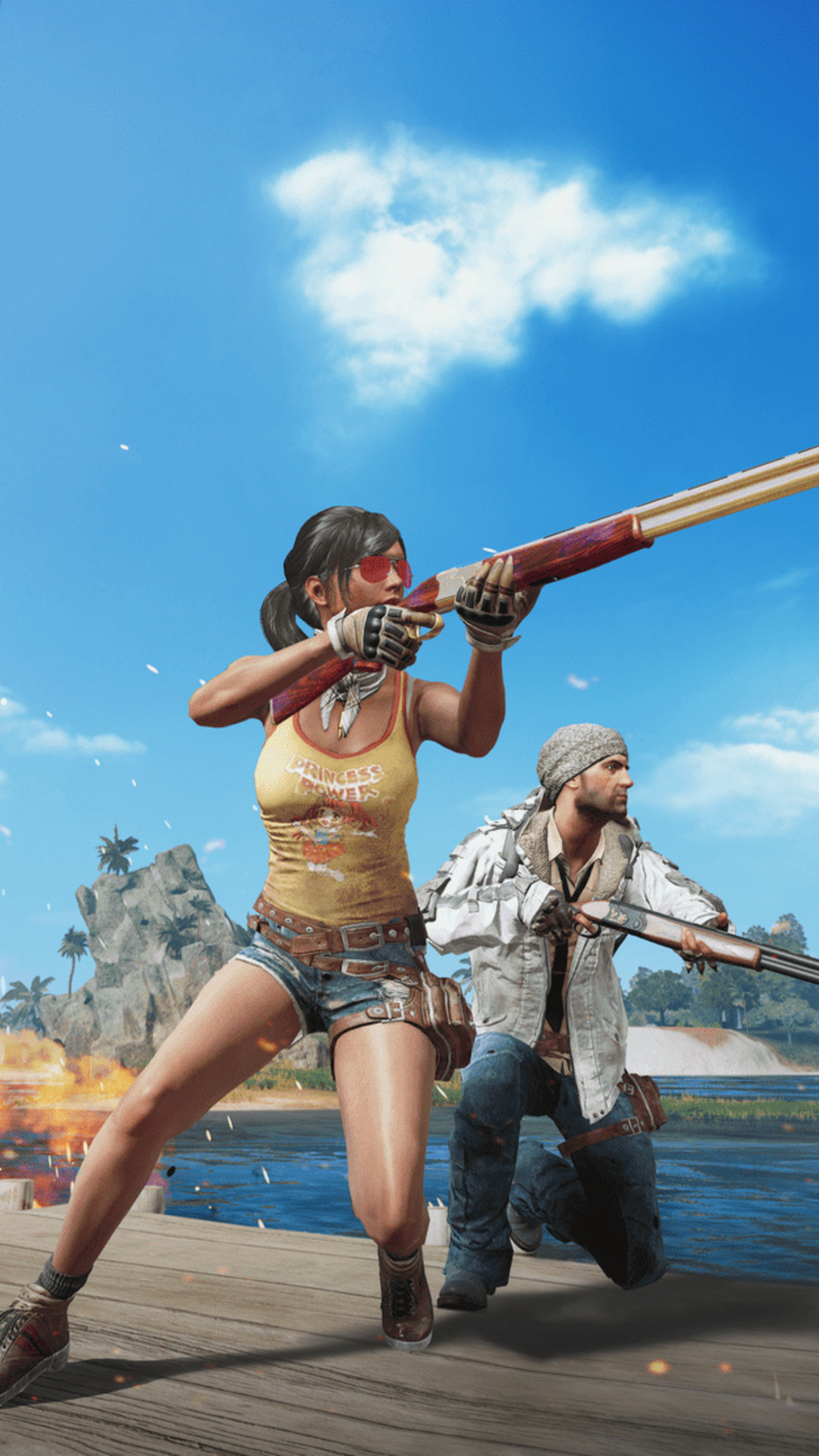 Ragazza PUBG con fucile, 1080x1920 Verticale, Mobile