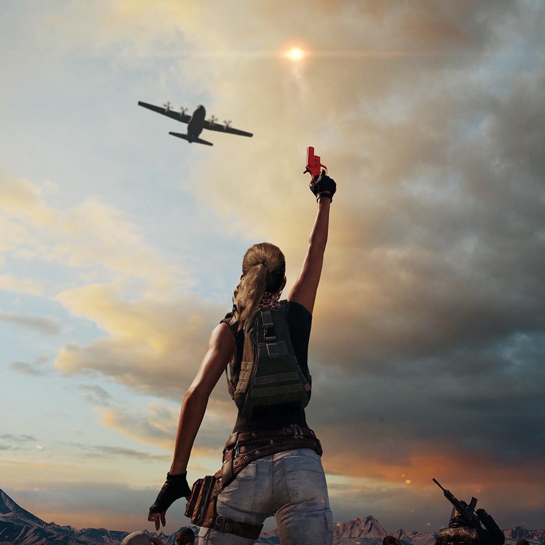 Personaggio PUBG con aereo, 1080x1080 HD, Laptop
