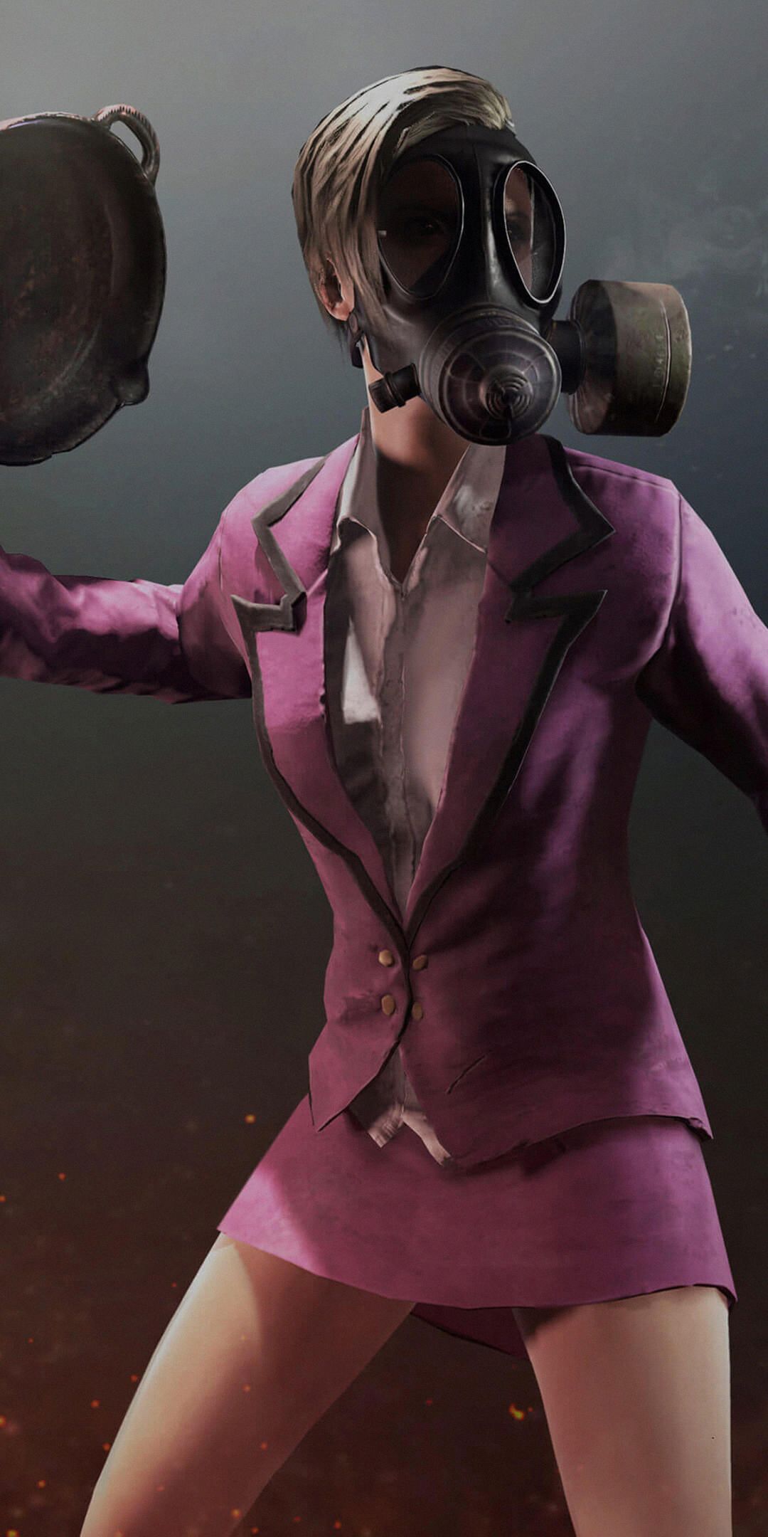 Ragazza PUBG maschera antigas abito rosa, 1080x2160 Full HD Verticale, Smartphone
