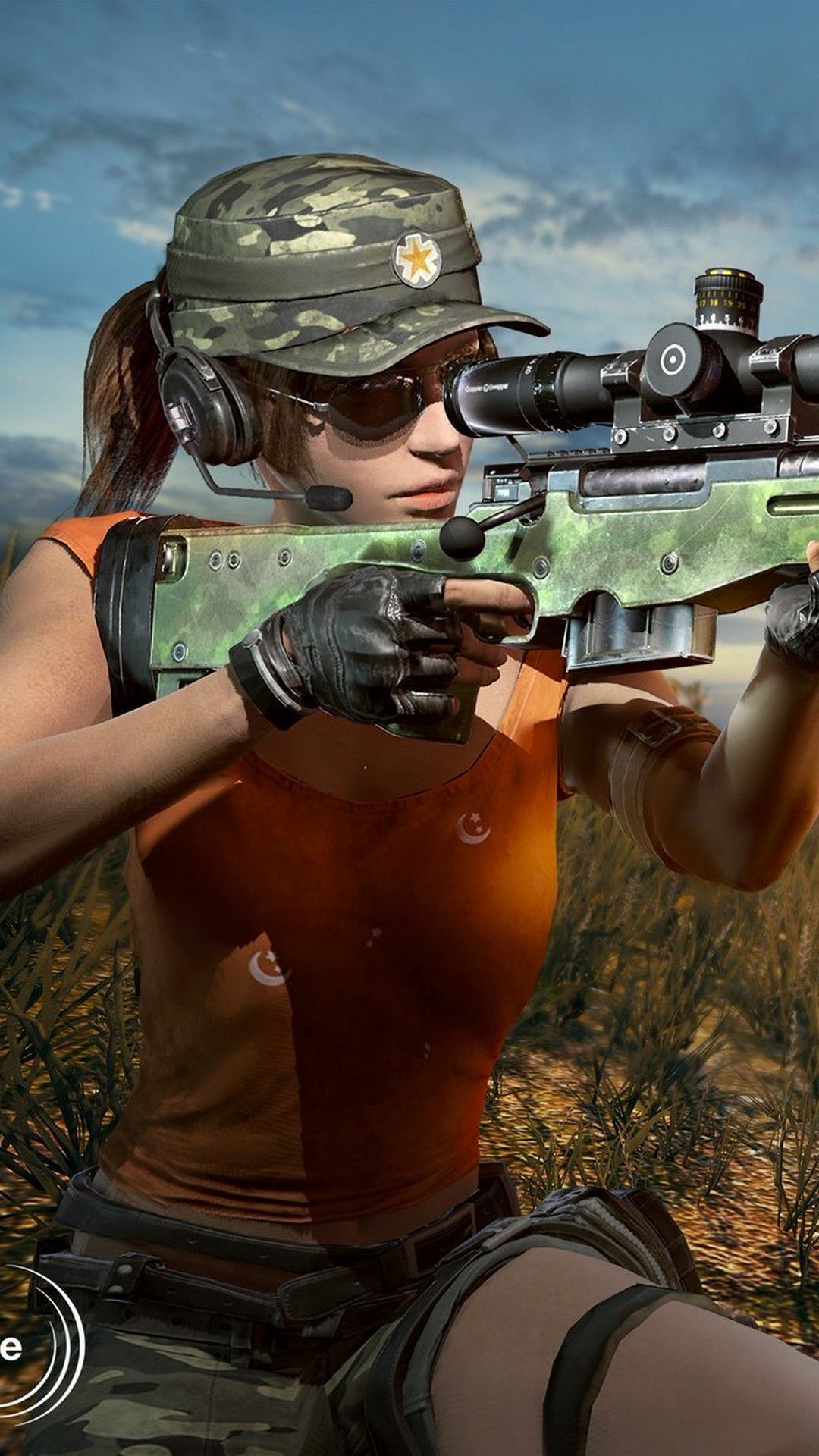 Ragazza PUBG con fucile, 1080x1920 Verticale, Telefono