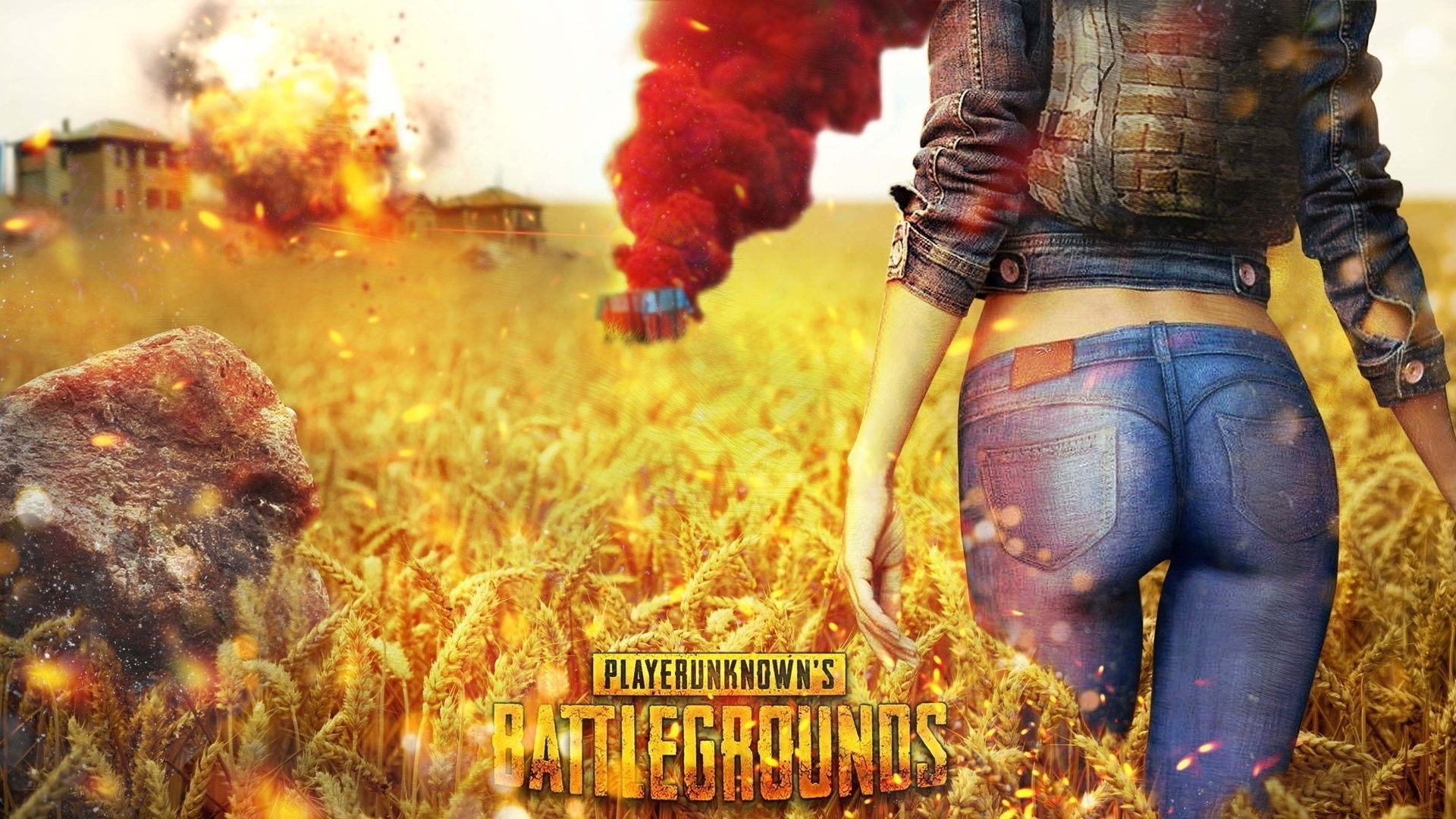 Ragazza PUBG jeans campo, 1920x1080 1080p, PC