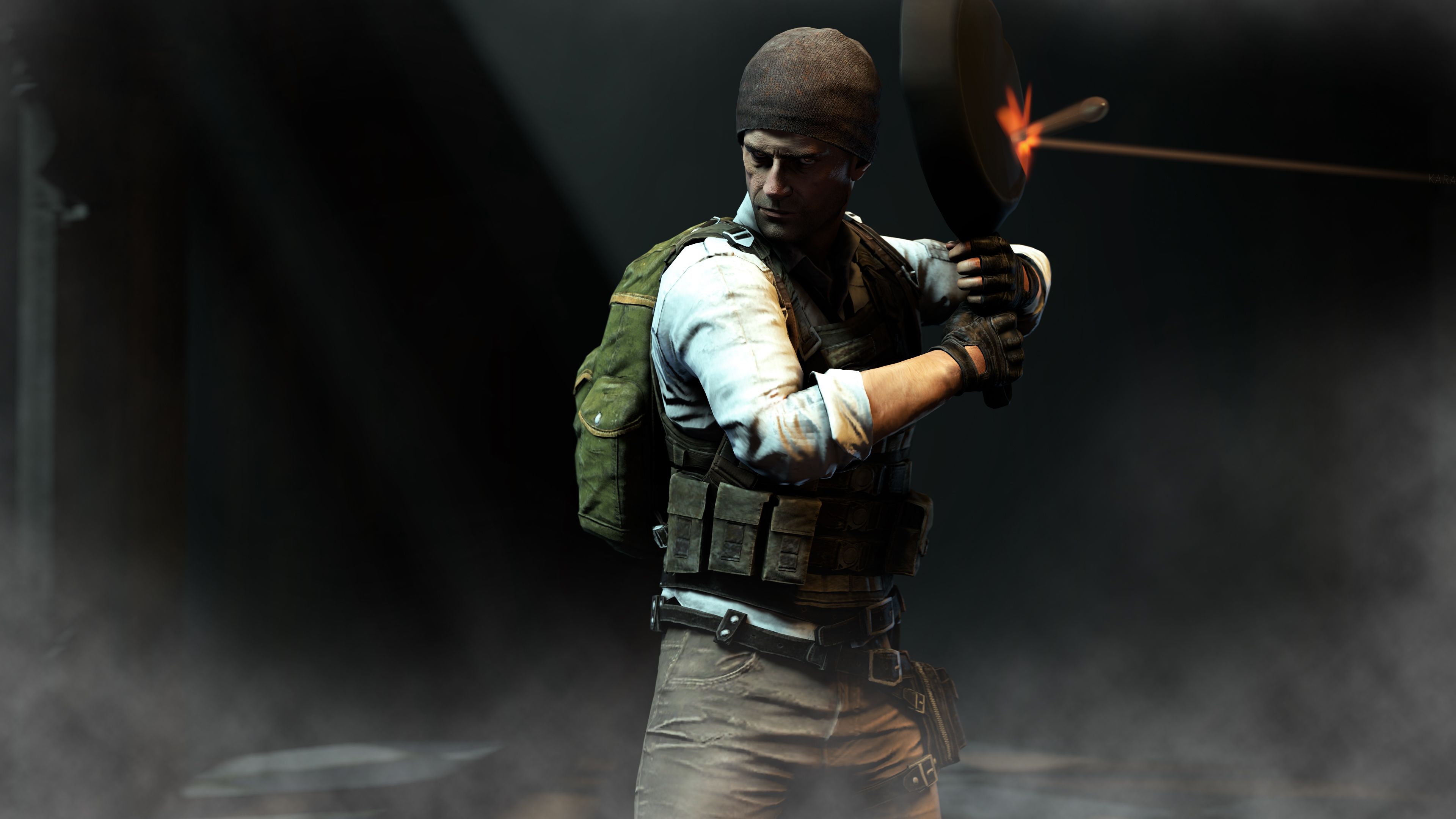 Personaggio maschile PUBG con arma, 3840x2160 4K, Desktop 4K