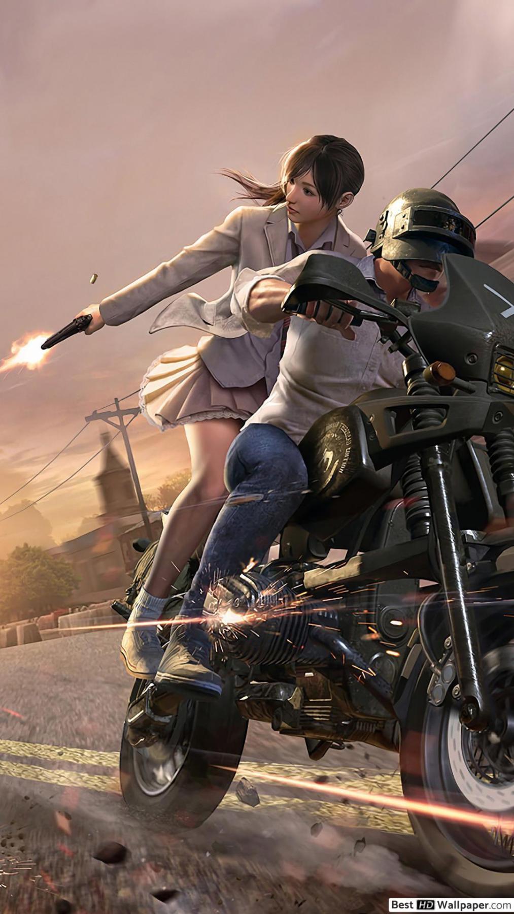Ragazza PUBG su moto, 1013x1800 Full HD Verticale, Smartphone