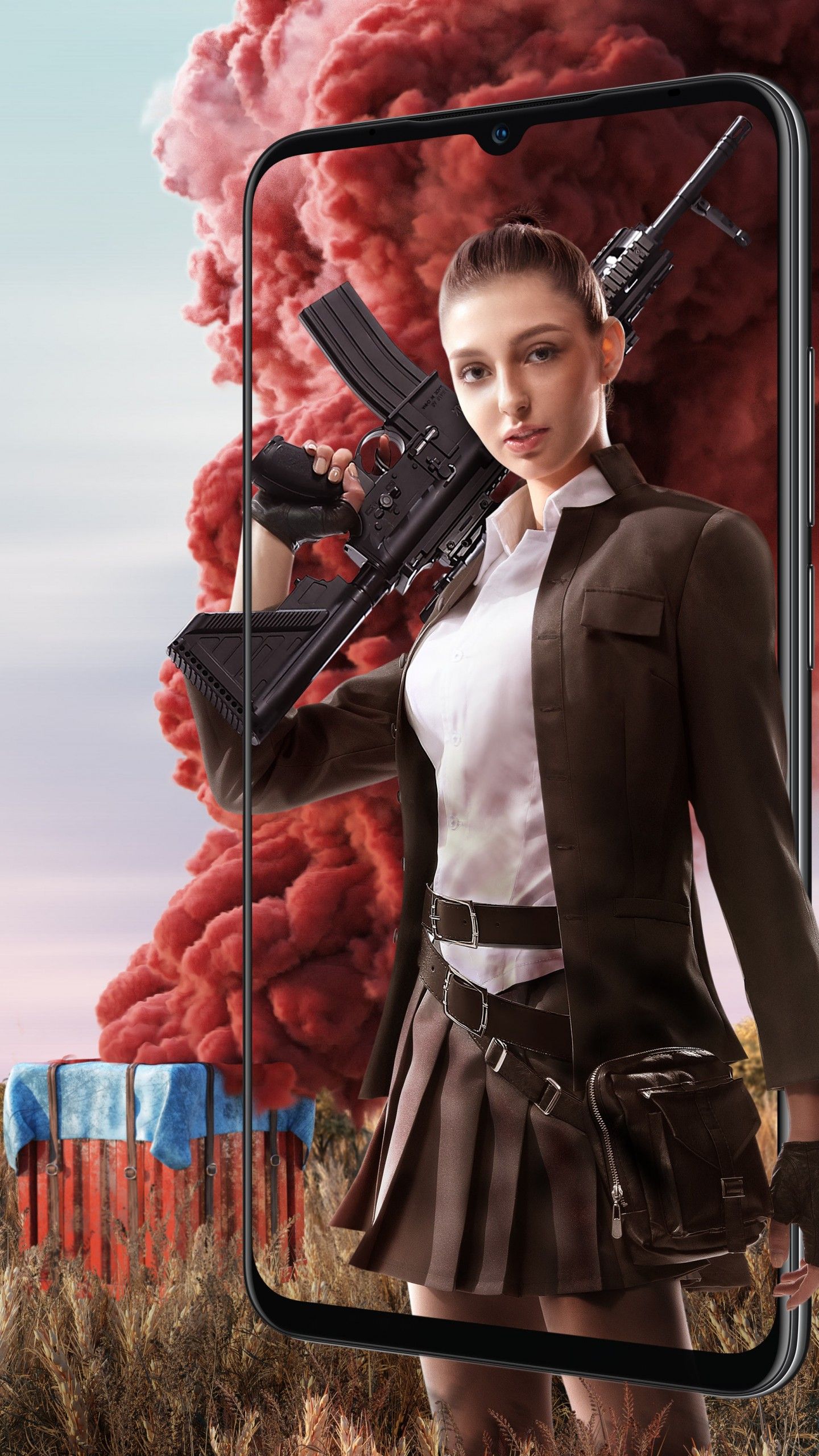 Ragazza PUBG Mobile con fucile, 1440x2560 Full HD Verticale, iPhone